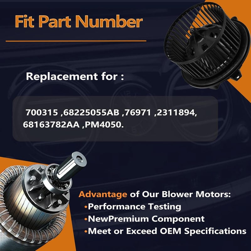 FFFauto HVAC A/C Heater Blower Motor Compatible with 2013 2014 2015 2016 Dodge Dart Replacement for 68225055AB 76971 2311894 PM4050 - Image 3